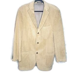 Hugo Boss ROSSELLINI Beige Corduroy Blazer Jacket 3 Button Men's Size 42 Long